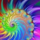 9812899 computer generated image with a spiral design in purple blue yellow green and red