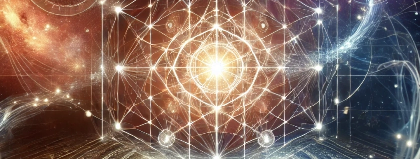 DALL·E 2025 02 17 19.29.13 A captivating and symbolic digital artwork representing the concept of Human Design. The image features a luminous geometric Human Design chart float